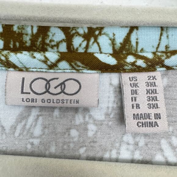 Logo By Lori Goldstein Womens T Shirt Top Size 2X Splatter Stretch Comfy Blue - Picture 2 of 8